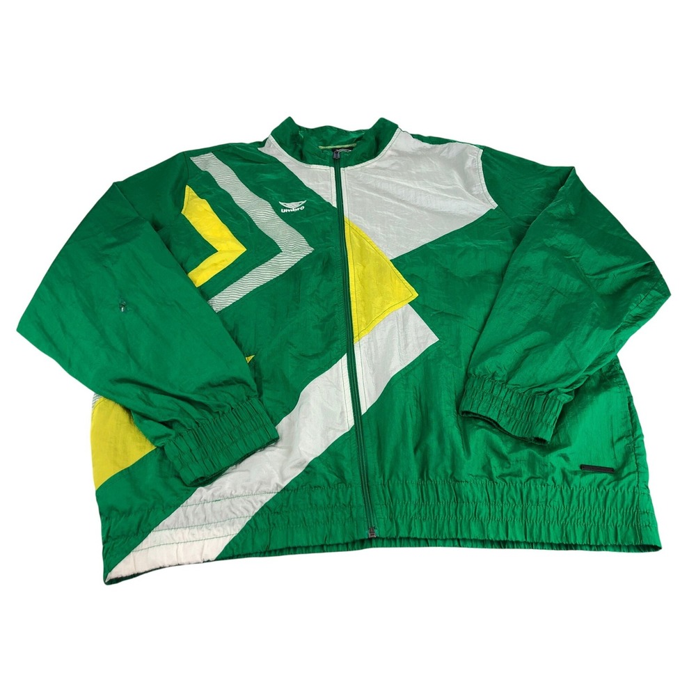 Umbro Premier Track Jacket Green White Yellow Geometric‎ Colorblock Men's XXL